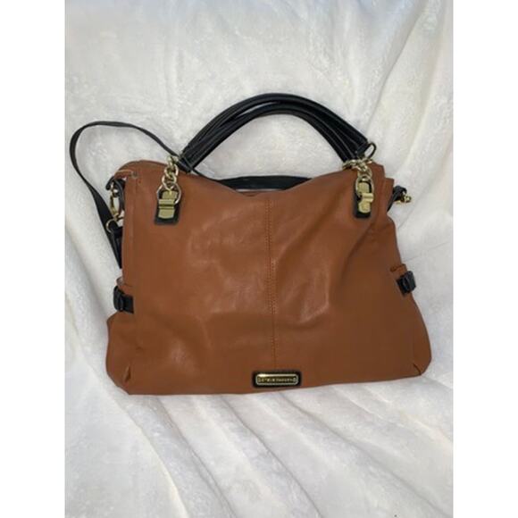 Steve Madden Chestnut Brown Shoulder Bag with Black Handles‎ - Picture 1 of 11